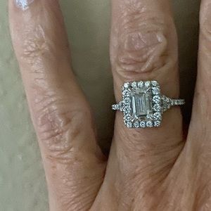 GIA 2.26CT Estate Vintage Emerald Cut Diamond Engagement Ring -Platinum Halo